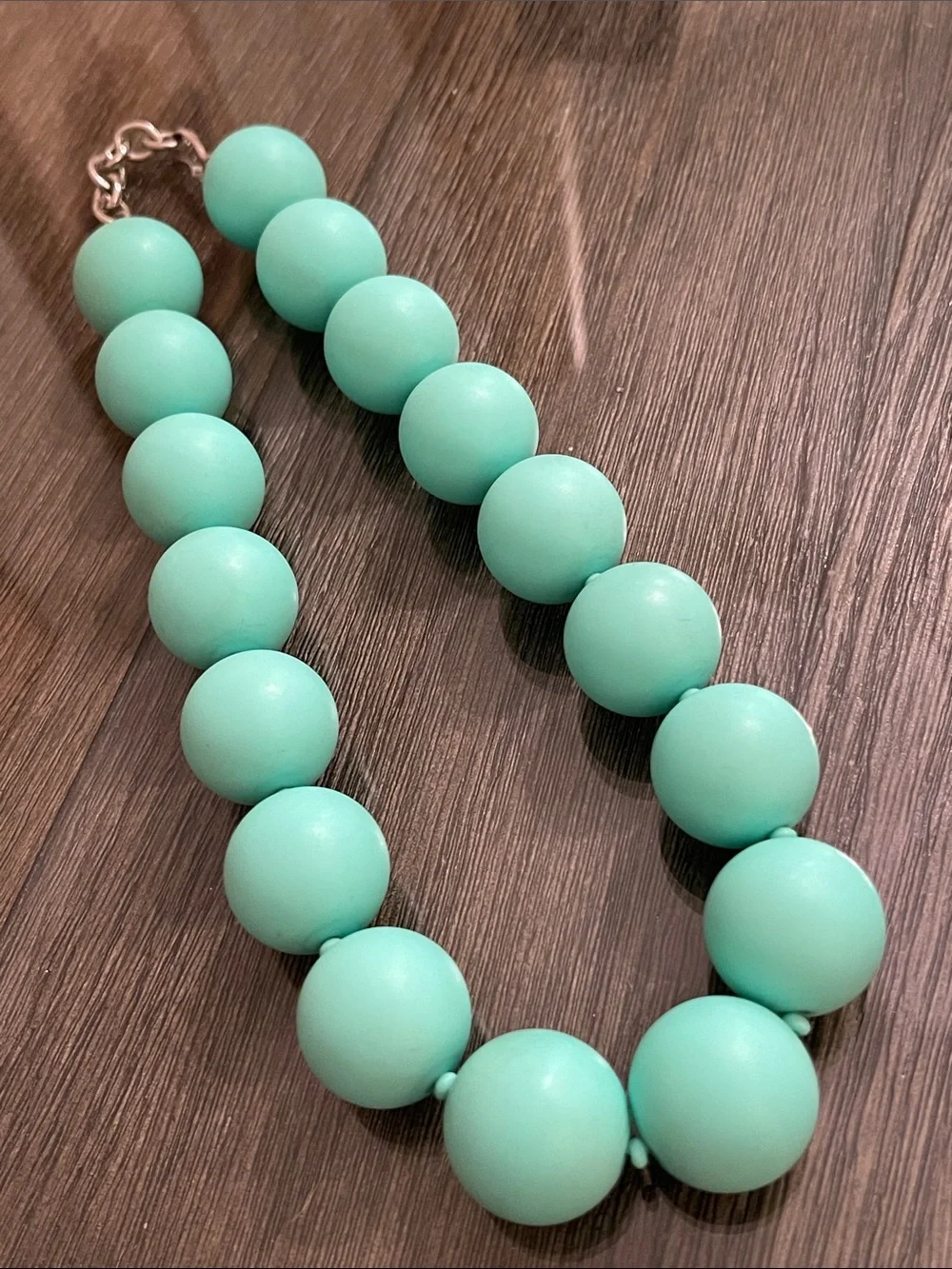 Vintage MONET Round Matte Gum Ball Sized Beaded Necklace - Tiffany Blue ?